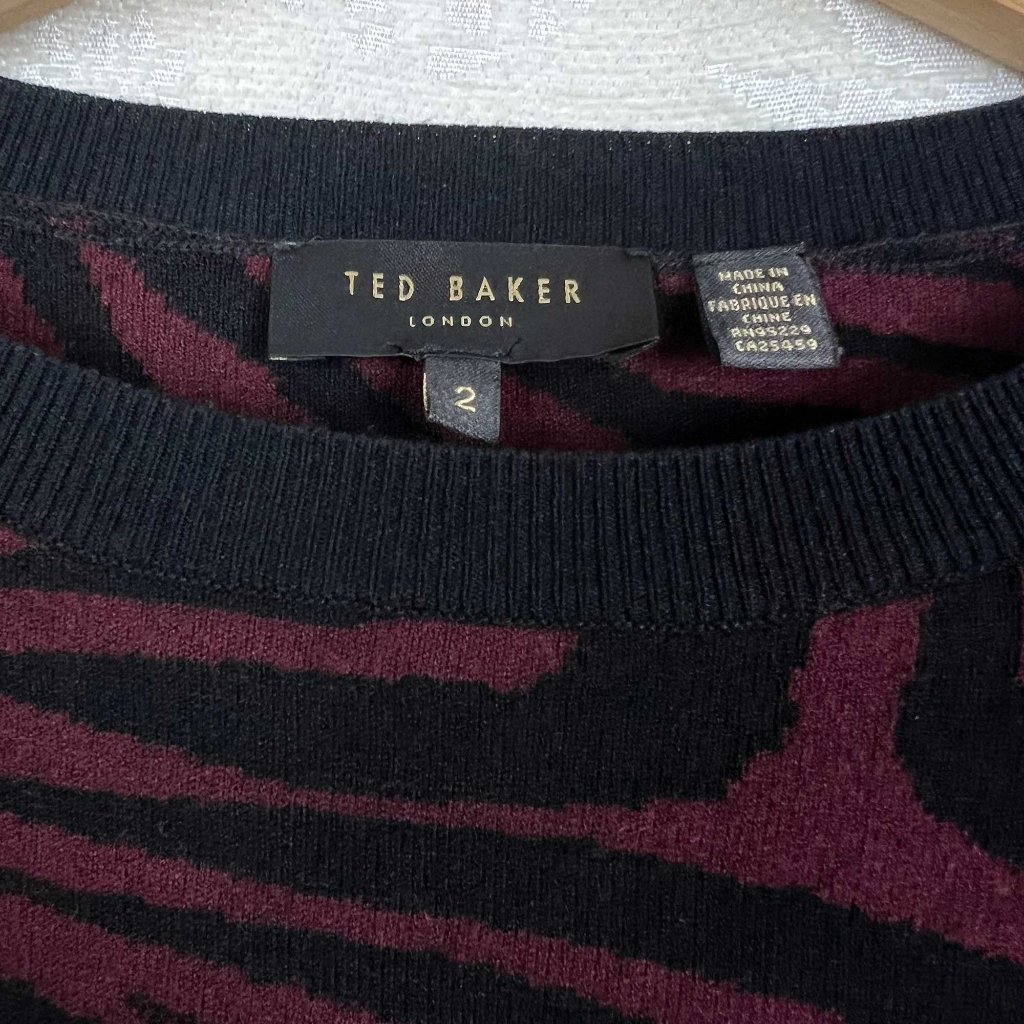 Ted Baker Zebra Print Jacquard Sweater In Martiy Oxflood — image 4 of 6